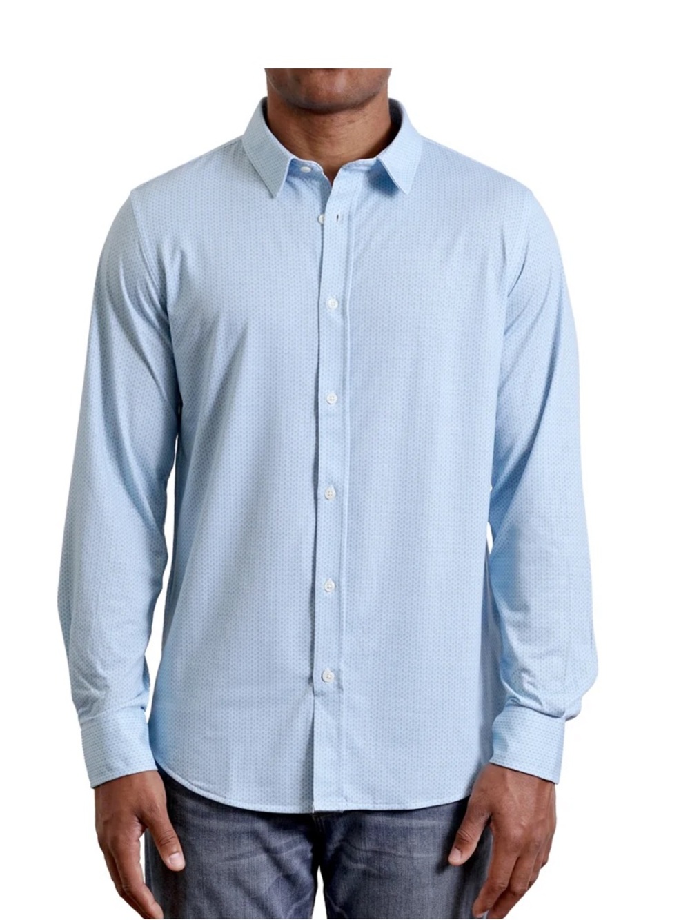 Hyden Yoo XL Brooks Men's Light Blue Birdseye Long Sleeve Buttonstretch Shir